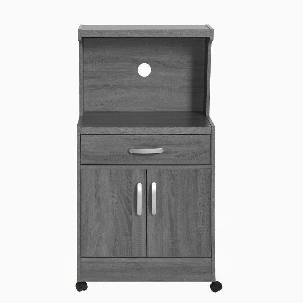 Better Home Products Shelby Kitchen Wooden Microwave Cart in Gray. Picture 2
