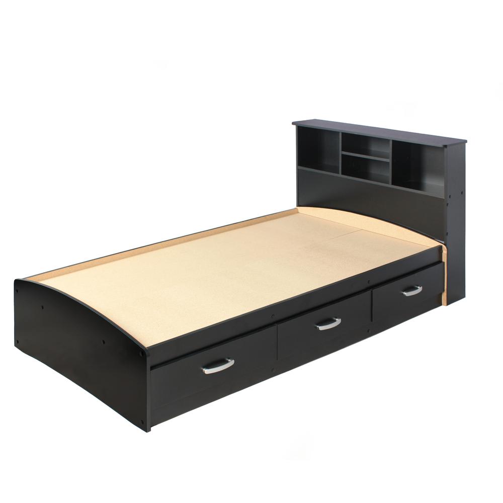 Better Home Products California Wooden Twin Captains Bed in Black. Picture 2