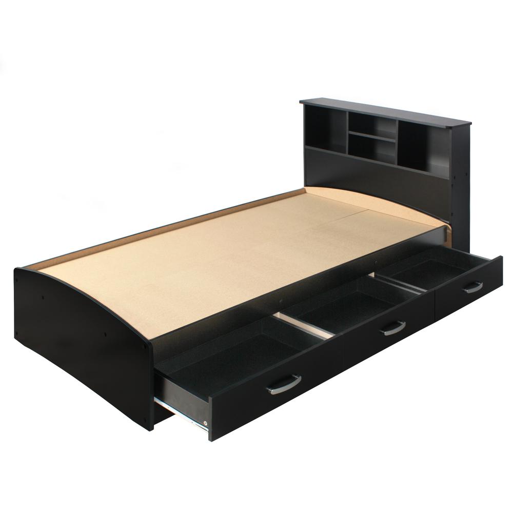 Better Home Products California Wooden Twin Captains Bed in Black. Picture 3