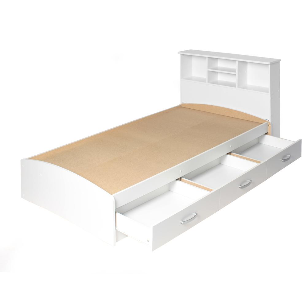 Better Home Products California Wooden Queen Captains Bed in White. Picture 2