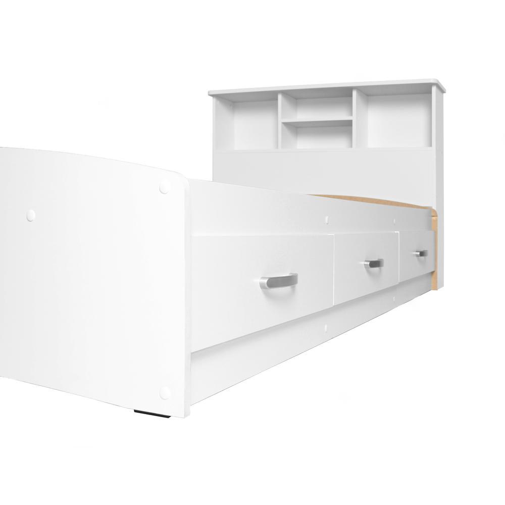 Better Home Products California Wooden Queen Captains Bed in White. Picture 5