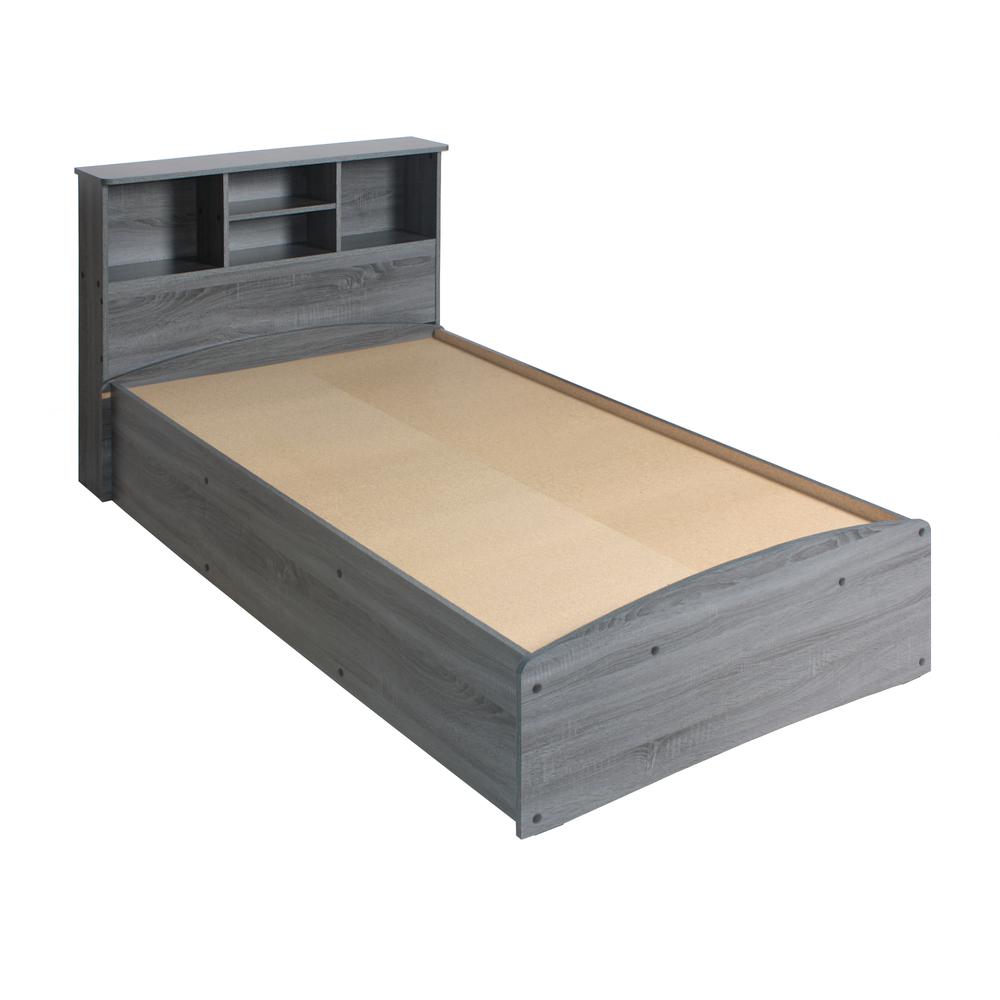 Better Home Products California Wooden Twin Captains Bed in Gray. Picture 4