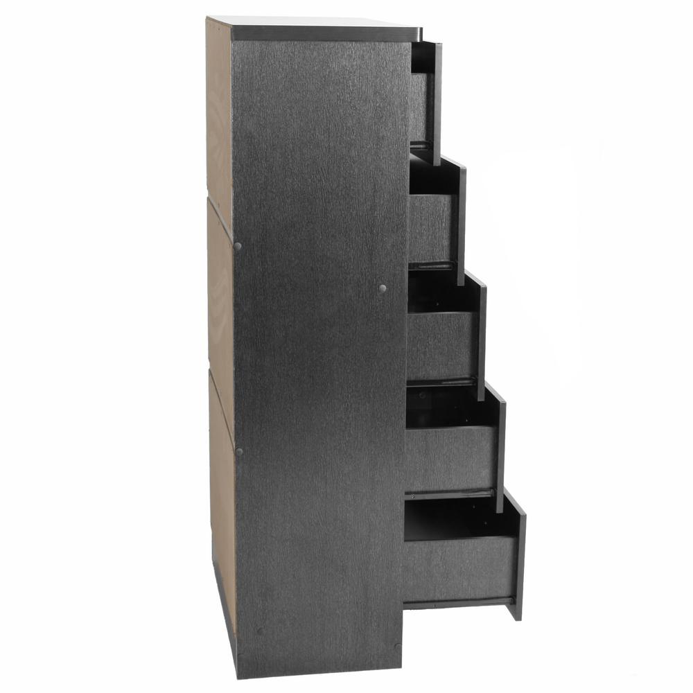 Better Home Products Olivia Wooden Tall 5 Drawer Chest Bedroom Dresser in Black. Picture 6