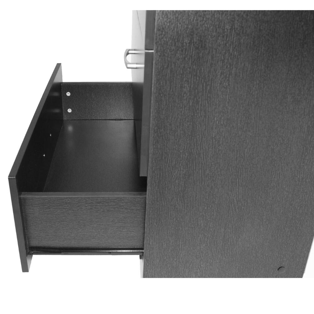 Better Home Products Olivia Wooden Tall 5 Drawer Chest Bedroom Dresser in Black. Picture 7