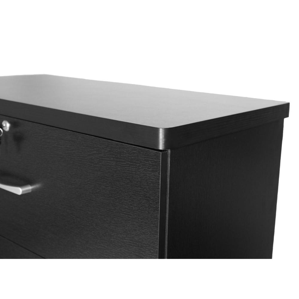 Better Home Products Olivia Wooden Tall 5 Drawer Chest Bedroom Dresser in Black. Picture 9