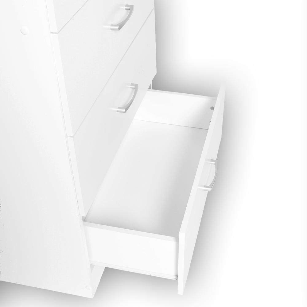 Better Home Products Olivia Wooden Tall 5 Drawer Chest Bedroom Dresser in White. Picture 4