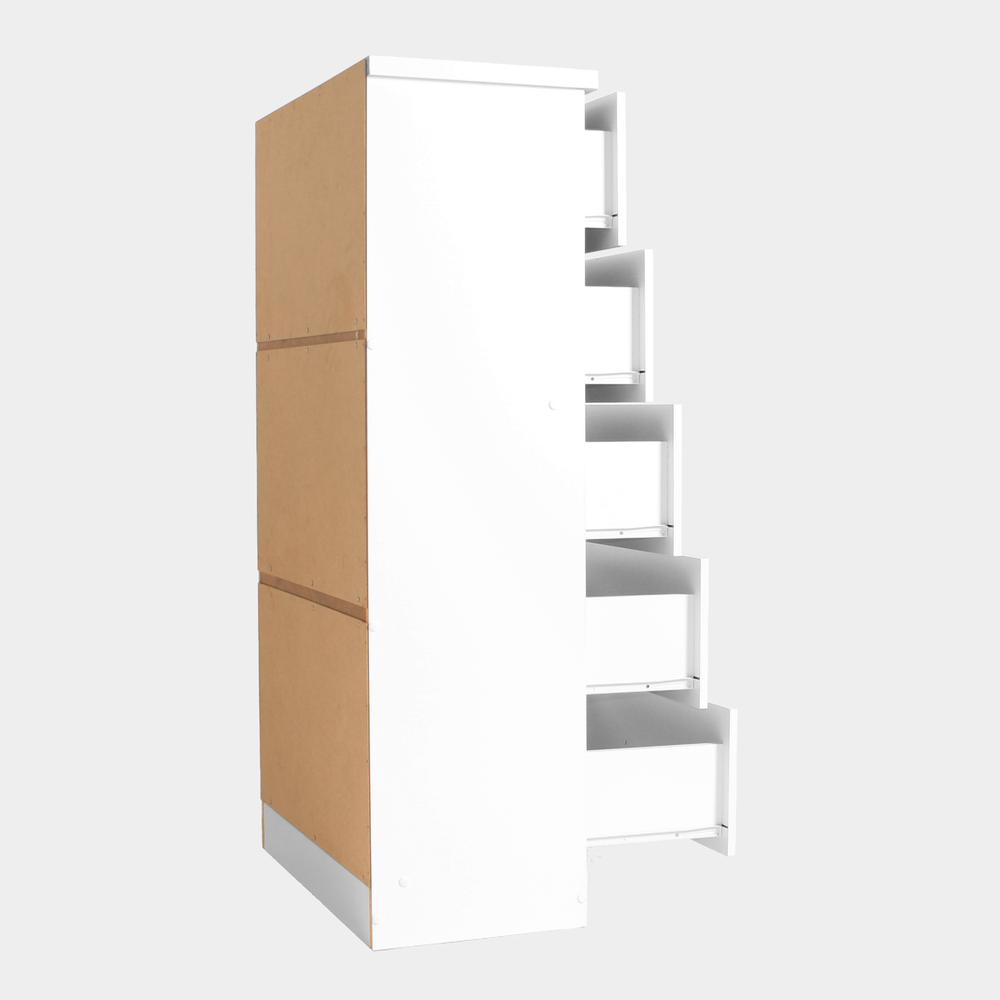 Better Home Products Olivia Wooden Tall 5 Drawer Chest Bedroom Dresser in White. Picture 5