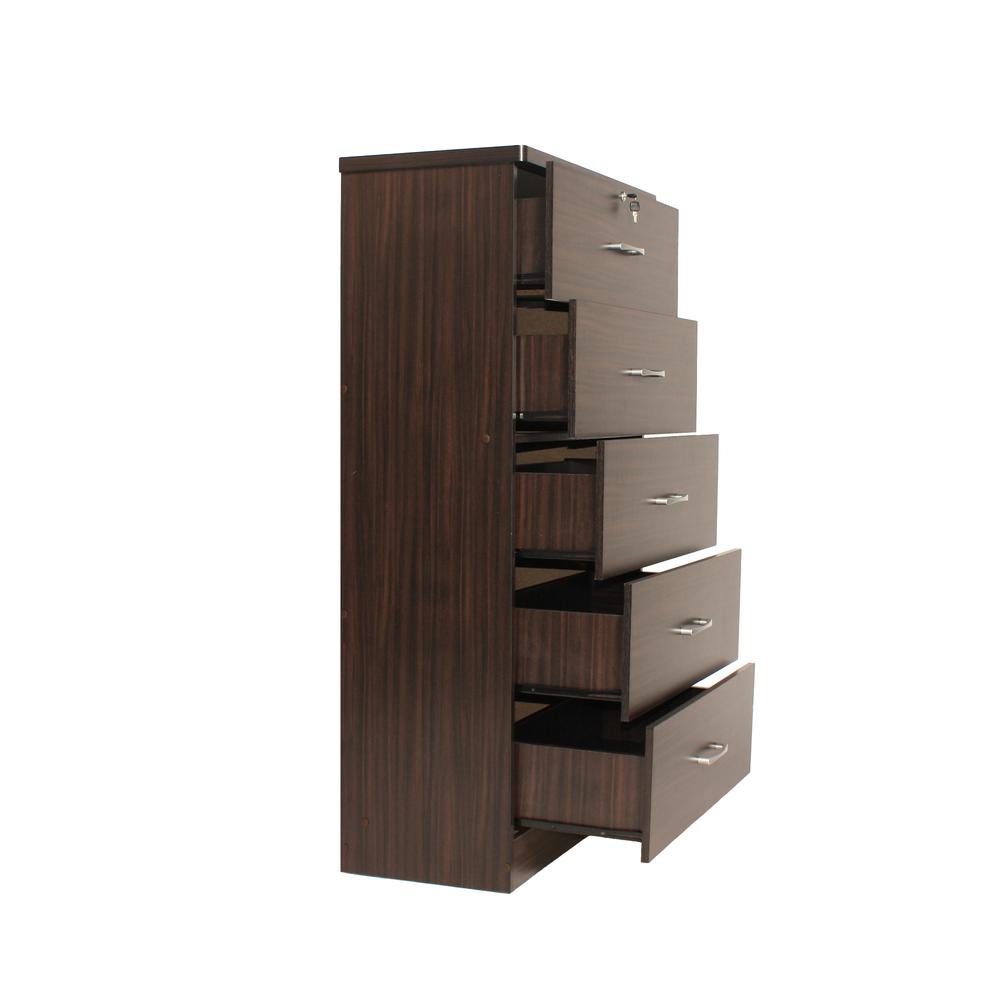 Better Home Products Olivia Wooden Tall 5 Drawer Chest Bedroom Dresser Tobacco. Picture 3