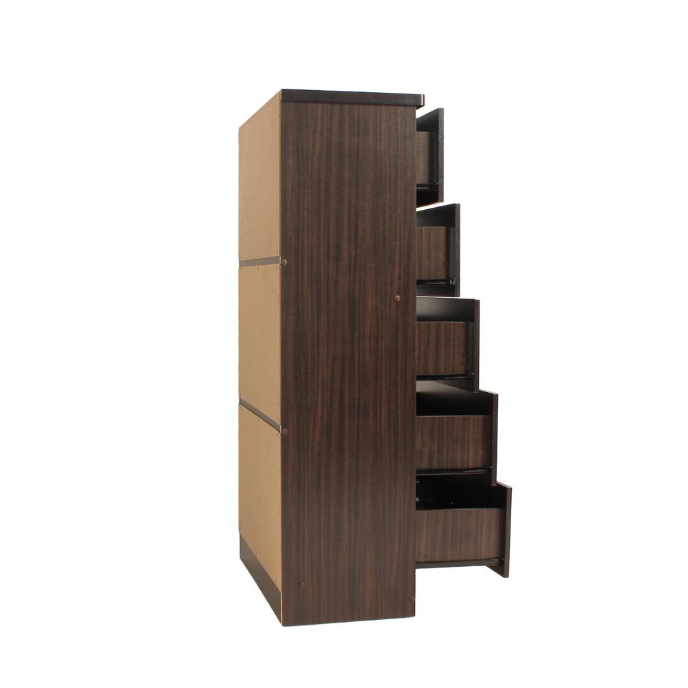 Better Home Products Olivia Wooden Tall 5 Drawer Chest Bedroom Dresser Tobacco. Picture 7