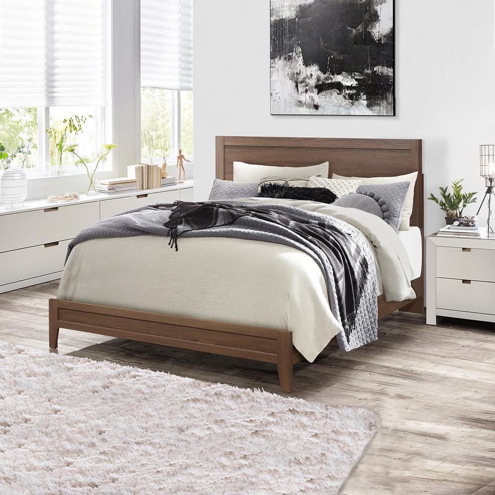 Better Home Products Fox Wood Panel Queen Platform Bed in Brown. Picture 4