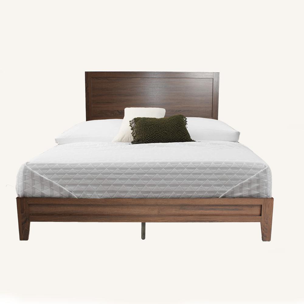 Better Home Products Fox Wood Panel Queen Platform Bed in Brown. Picture 2