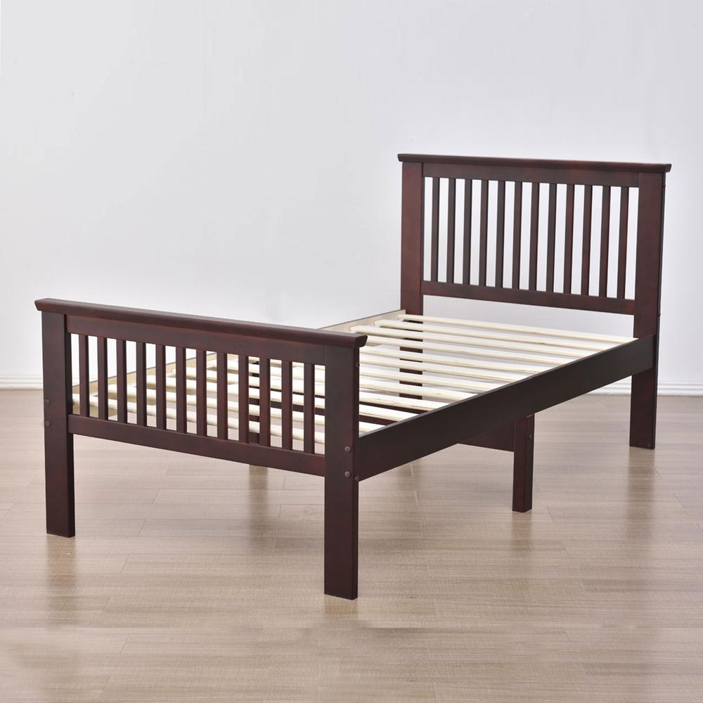 Better Home Products Jassmine Solid Wood Platform Pine Twin Bed in Mahogany. Picture 6