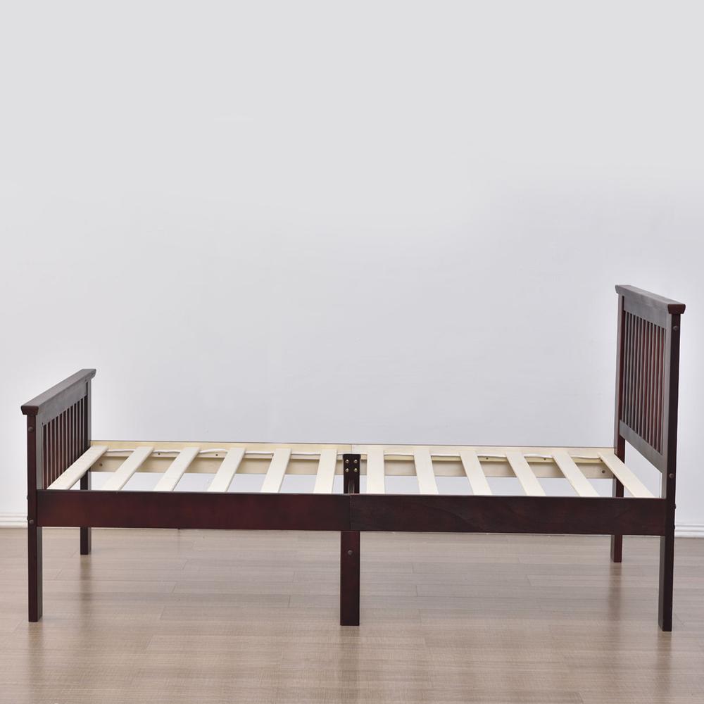 Better Home Products Jassmine Solid Wood Platform Pine Twin Bed in Mahogany. Picture 7
