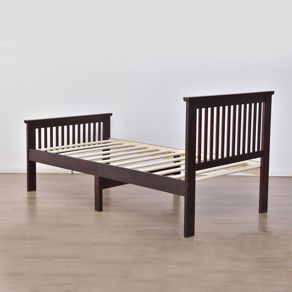 Better Home Products Jassmine Solid Wood Platform Pine Twin Bed in Mahogany. Picture 8