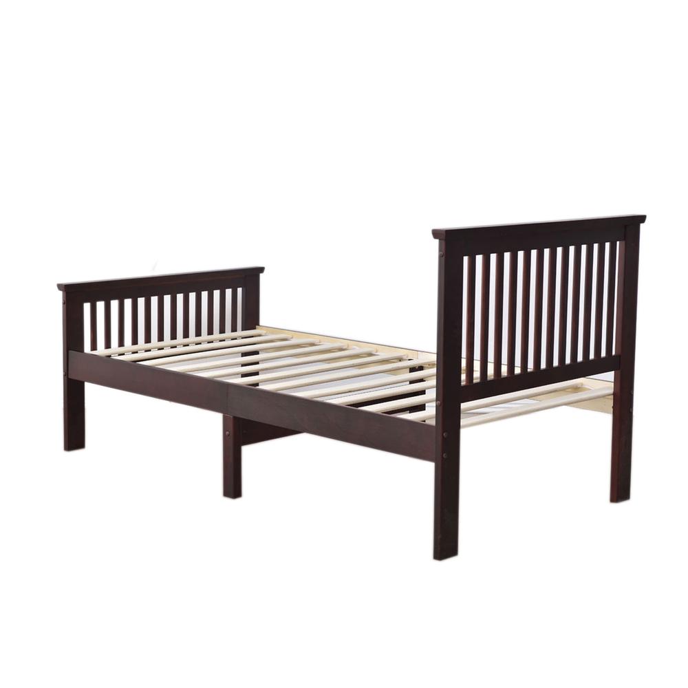 Better Home Products Jassmine Solid Wood Platform Pine Twin Bed in Mahogany. Picture 1