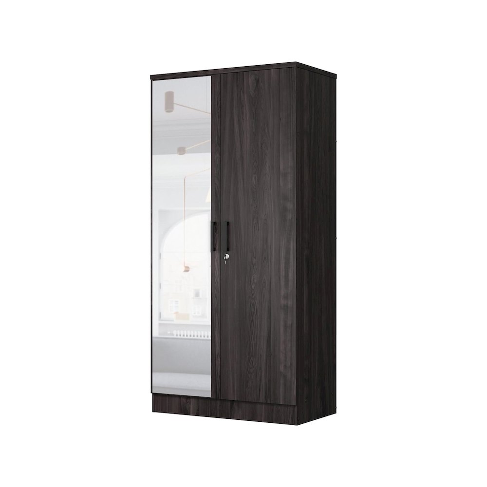 2 Doors Wardrobe Mirrored Door. Picture 1