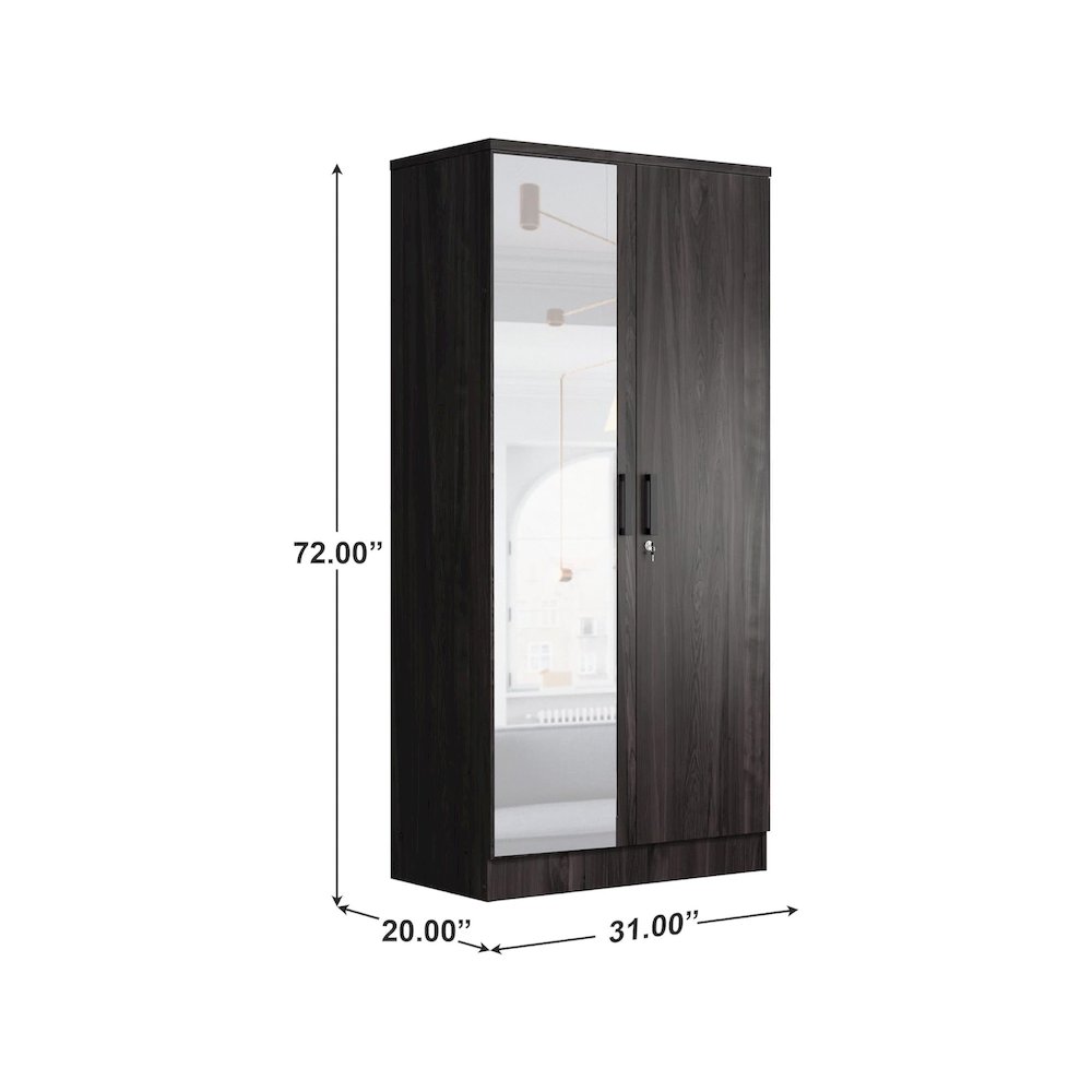2 Doors Wardrobe Mirrored Door. Picture 4