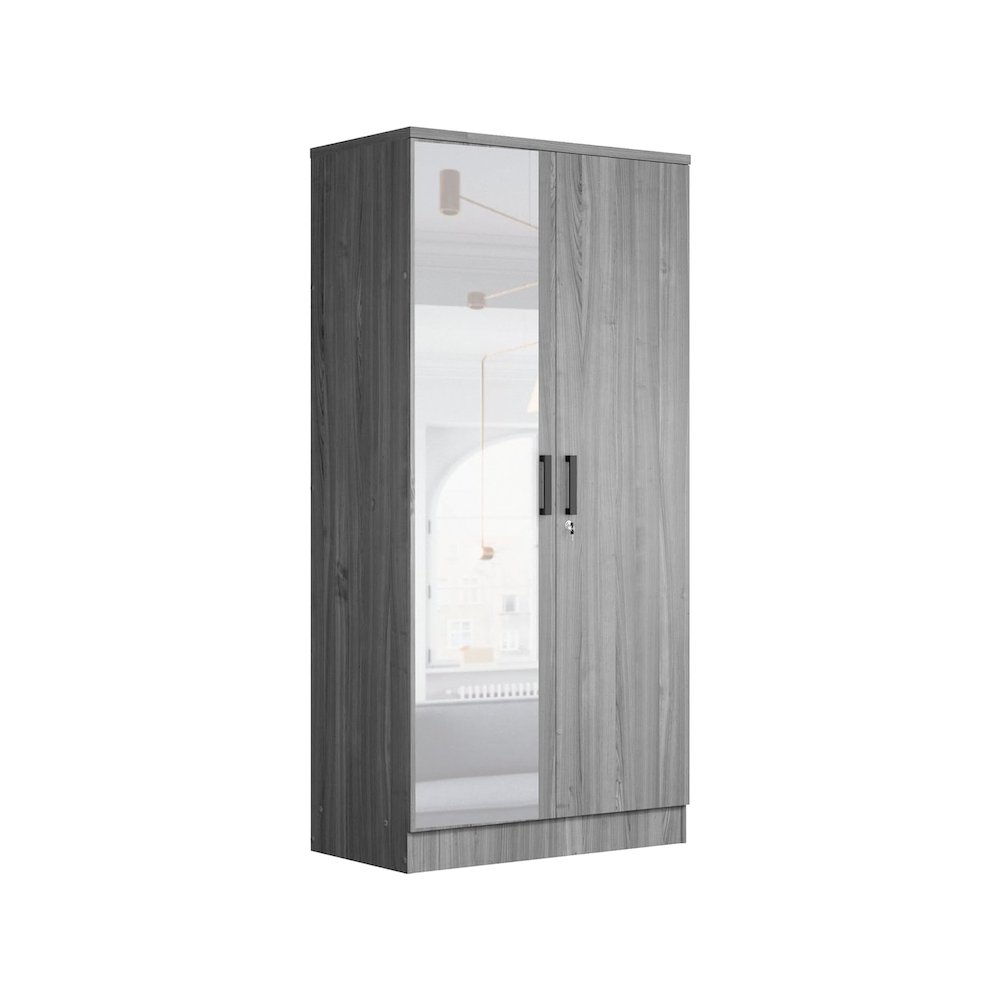 2 Doors Wardrobe Mirrored Door. Picture 1