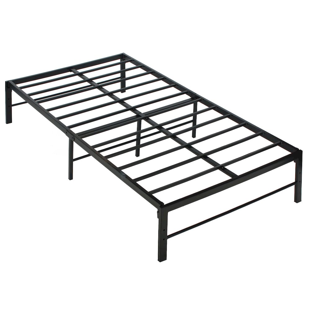 Better Home Products Lily Foldable Welded Black Metal Platform Bed Frame Twin. Picture 1