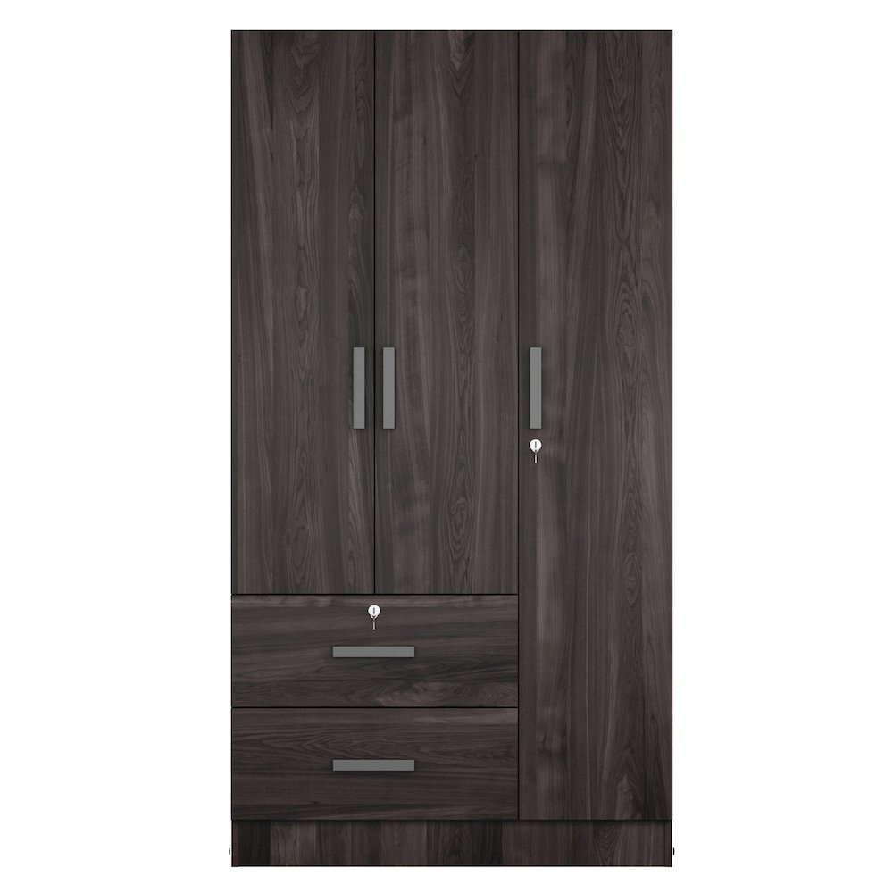 Better Home Products Symphony Wardrobe Armoire Closet with Two Drawers  Tobacco. Picture 1