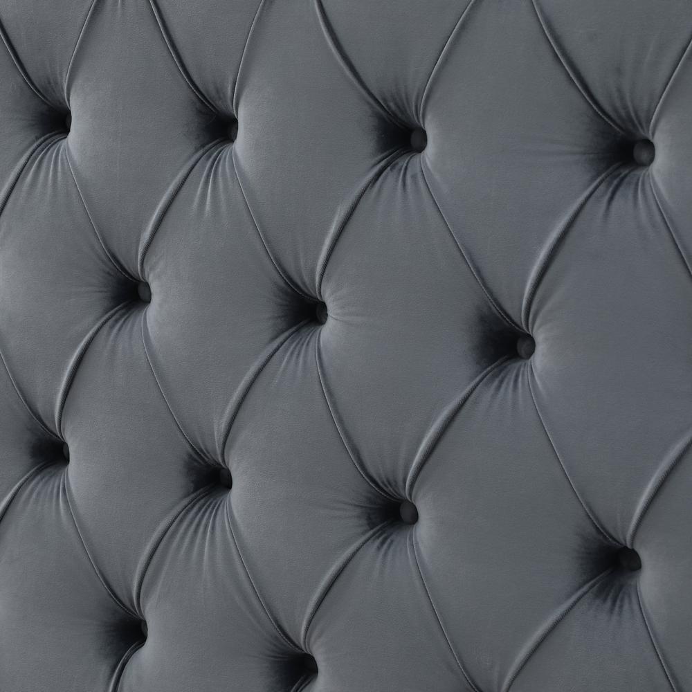 Better Home Products Sophia Velvet Queen Bed with Silver Metal Frame in Gray. Picture 9