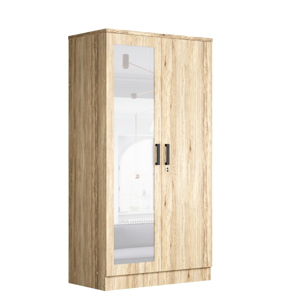 2 Doors Wardrobe Mirrored Door. Picture 1