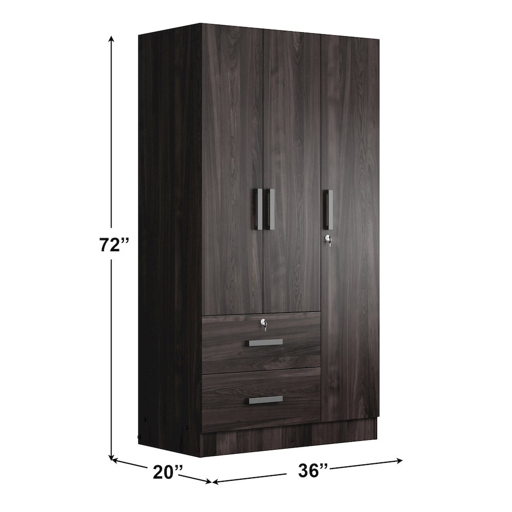 Better Home Products Symphony Wardrobe Armoire Closet with Two Drawers  Tobacco. Picture 7