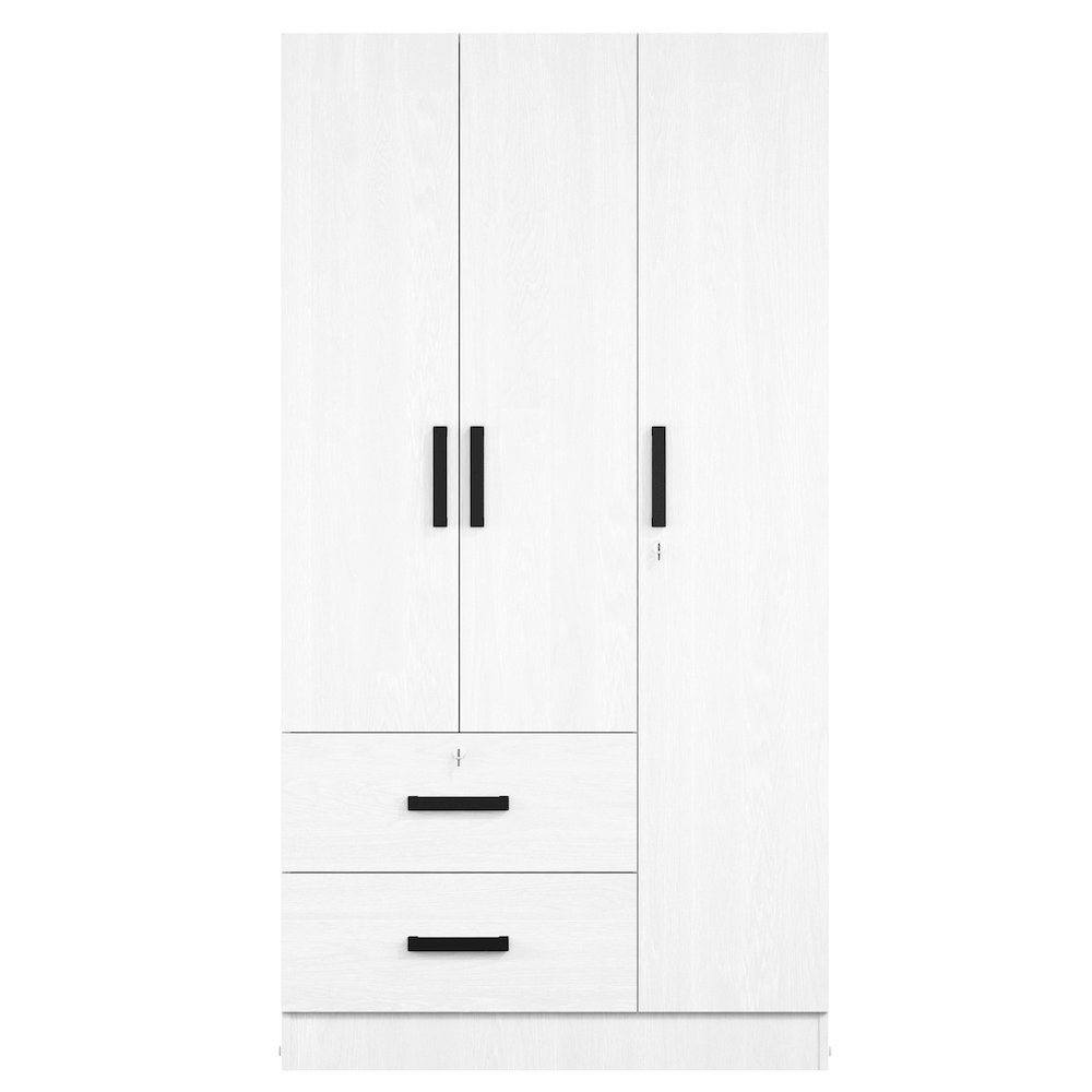 Better Home Products Symphony Wardrobe Armoire Closet with Two Drawers in White. Picture 1
