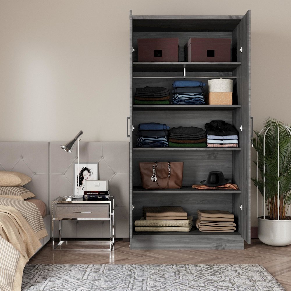 2 Doors Wardrobe with Shelves. Picture 4