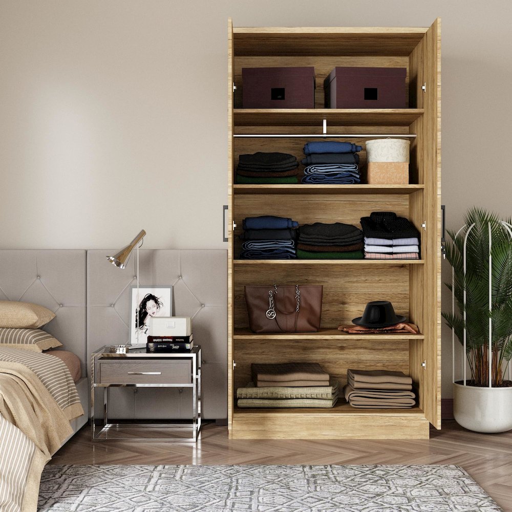 2 Doors Wardrobe with Shelves. Picture 4