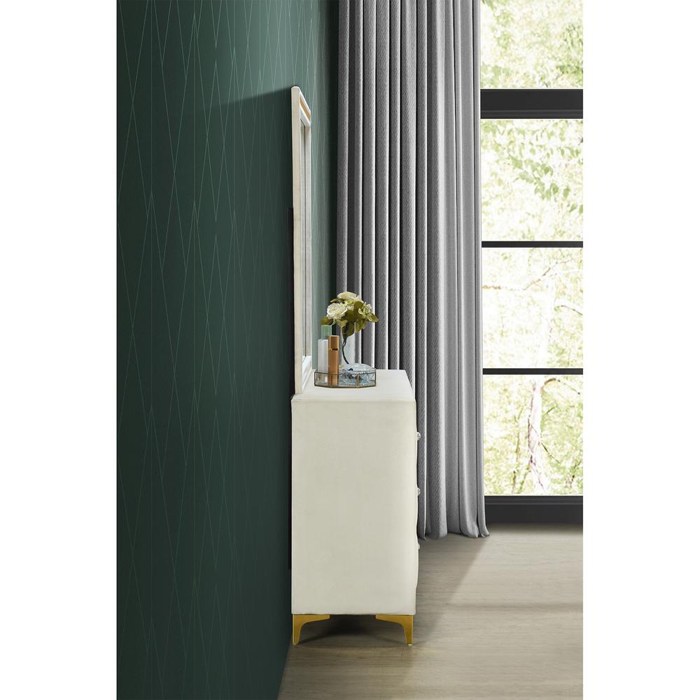 Velvet 6 Drawer Dresser with Gold Legs and Trim. Picture 13