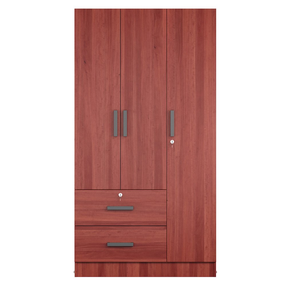 Better Home Products Symphony Wardrobe Armoire Closet with Two Drawers Mahogany. Picture 6