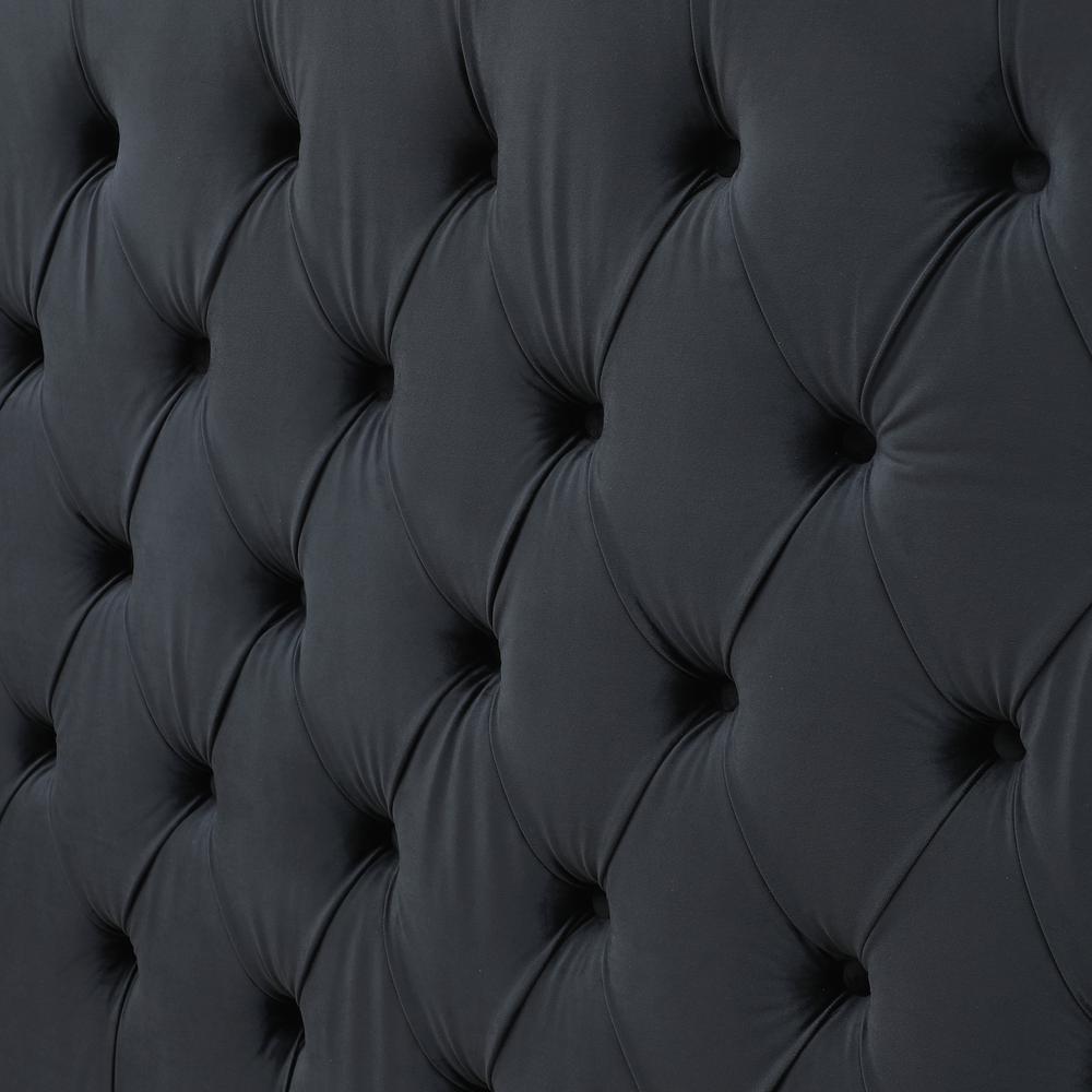 Better Home Products Sophia Velvet Queen Bed with Silver Metal Frame in Black. Picture 9