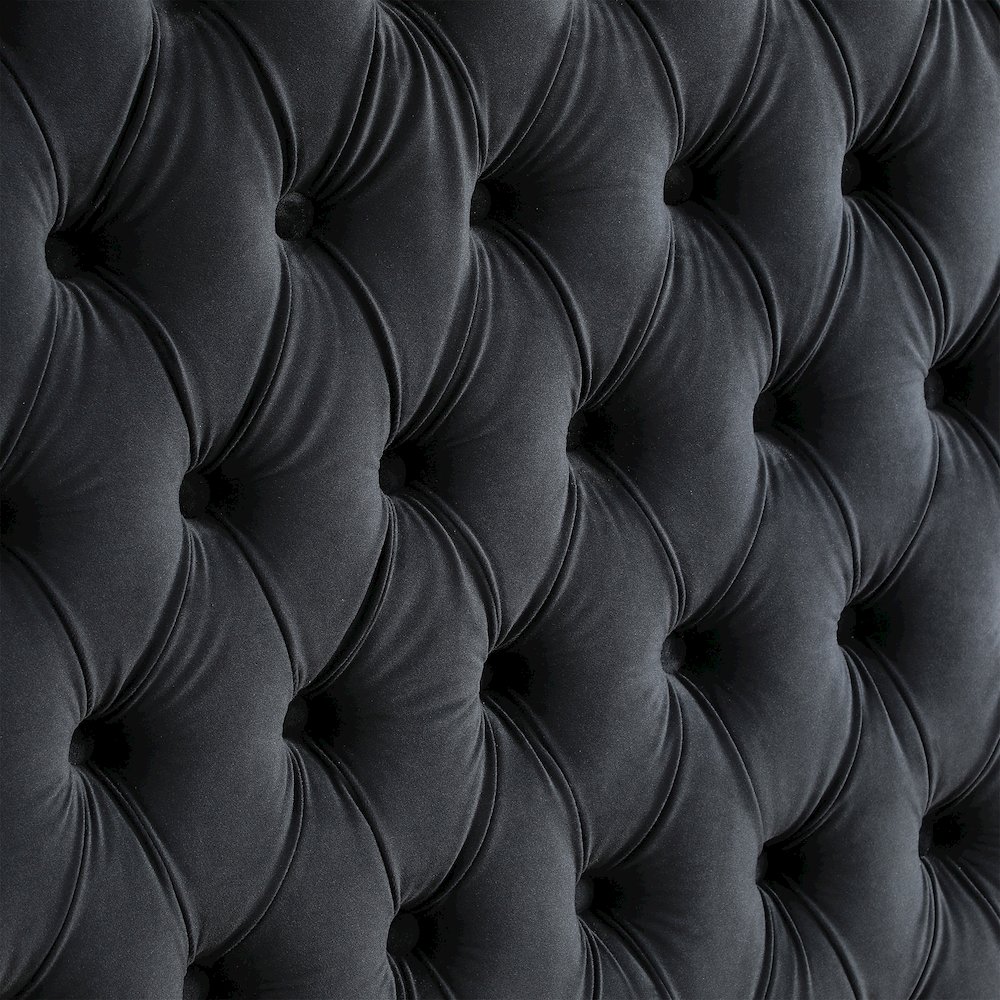 Luxurious Velvet Canopy Queen Bed with Speaker and USB Connection in Black. Picture 7