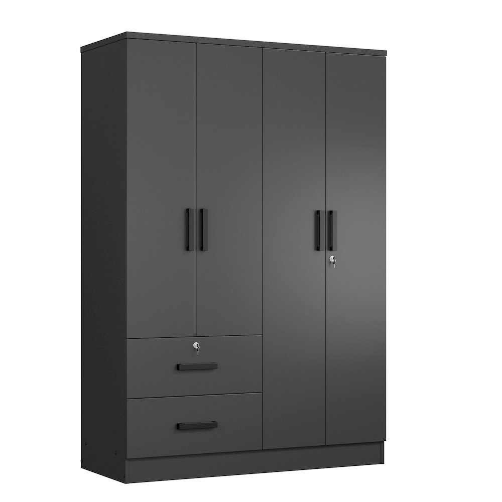 4 Doors Wardrobe 2 Drawers with Shelves 72" high. Picture 1
