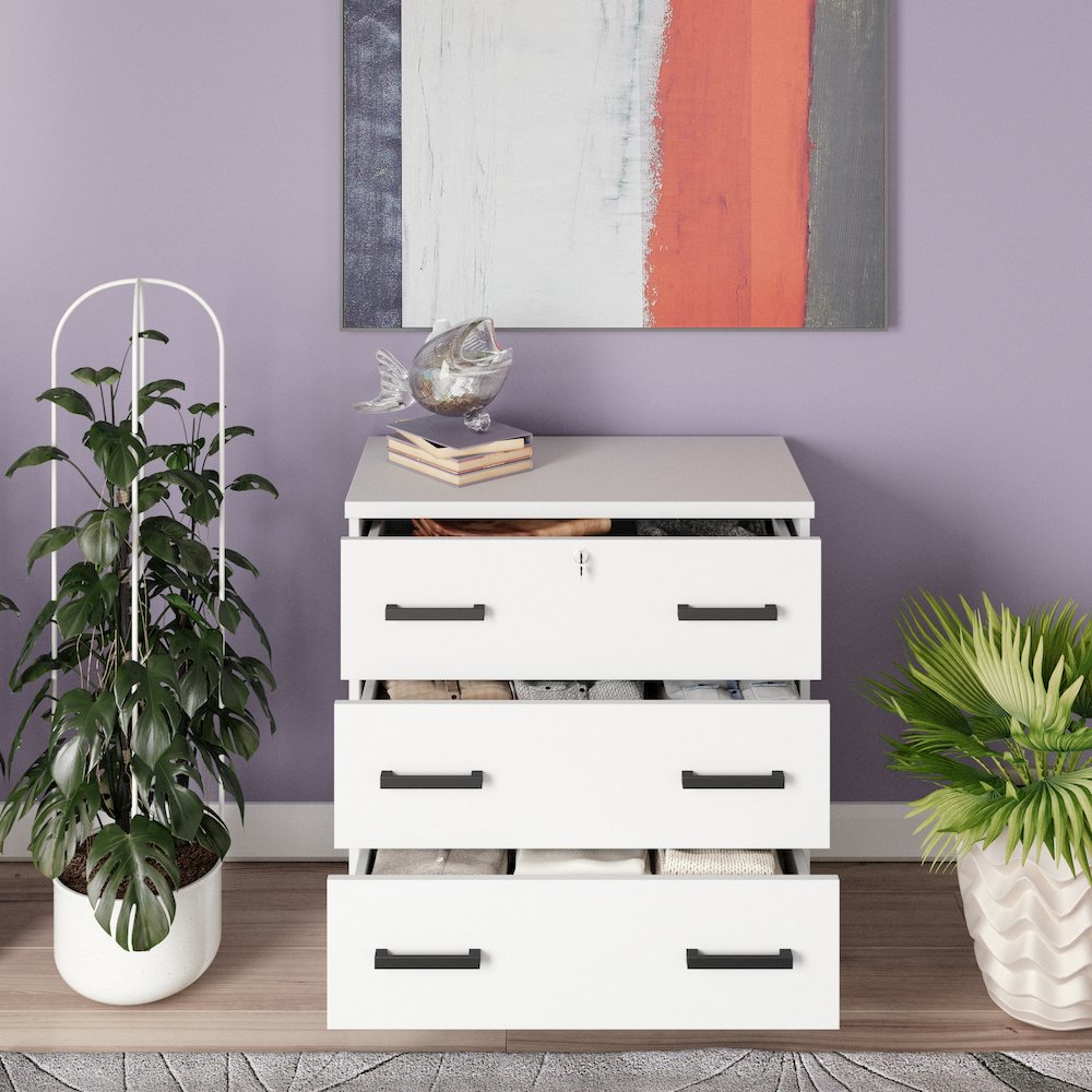 Cindy Wooden 3 Drawer Chest Bedroom Dresser. Picture 2