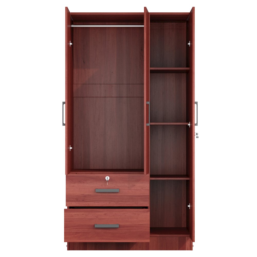 Better Home Products Symphony Wardrobe Armoire Closet with Two Drawers Mahogany. Picture 1