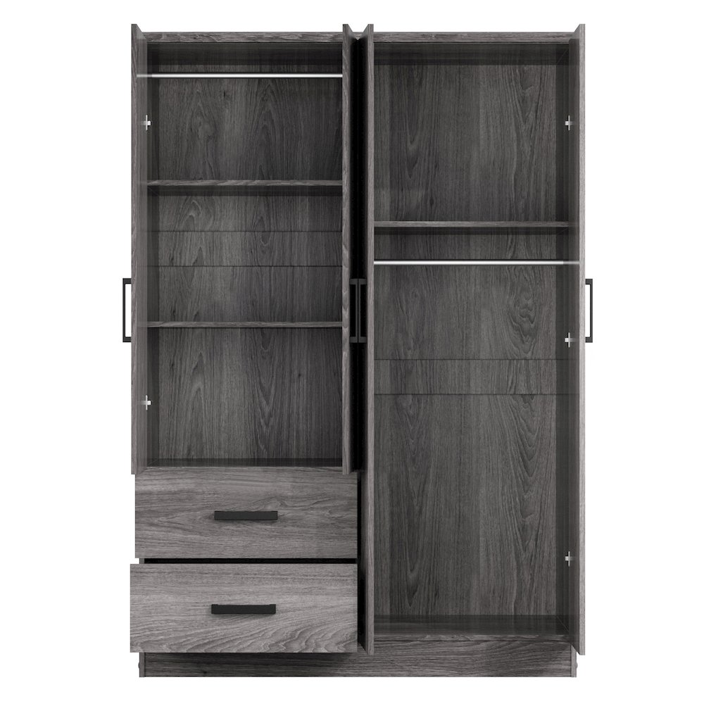 Better Home Products Luna Modern Wood 4 Doors 2 Drawers Armoire in Gray. Picture 3
