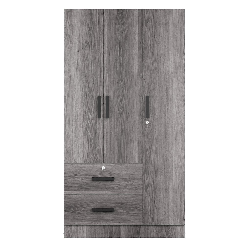 Better Home Products Symphony Wardrobe Armoire Closet with Two Drawers in Gray. Picture 6