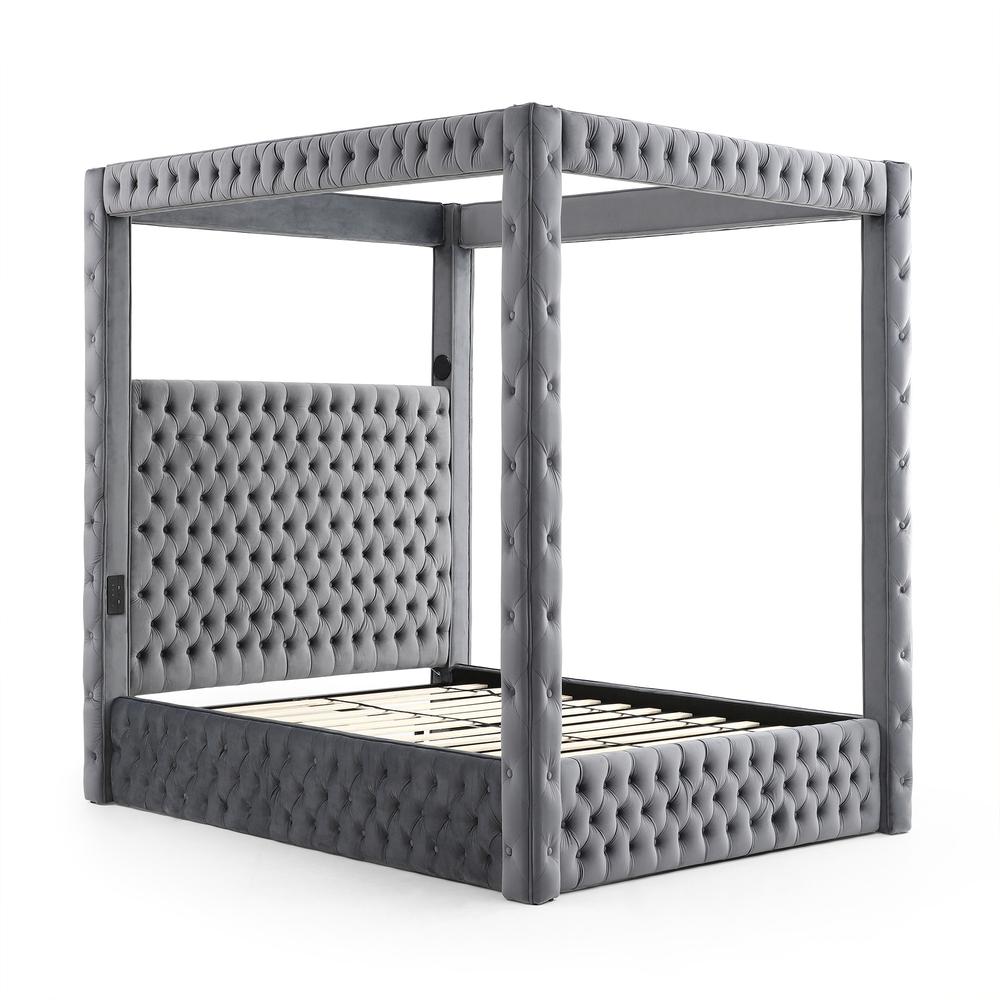 Dream Luxurious Velvet Canopy Bed with Speaker & USB Connection. Picture 1