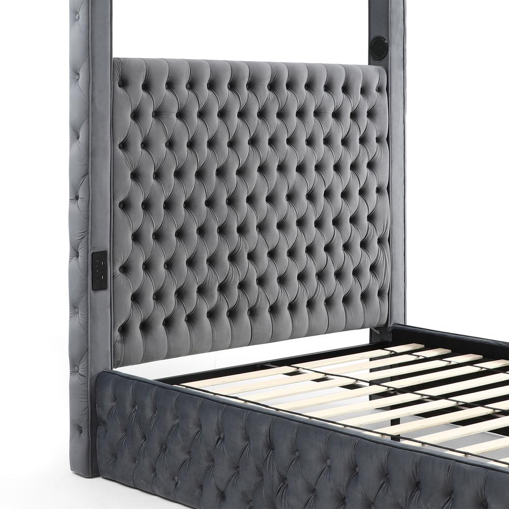 Dream Luxurious Velvet Canopy Bed with Speaker & USB Connection. Picture 7