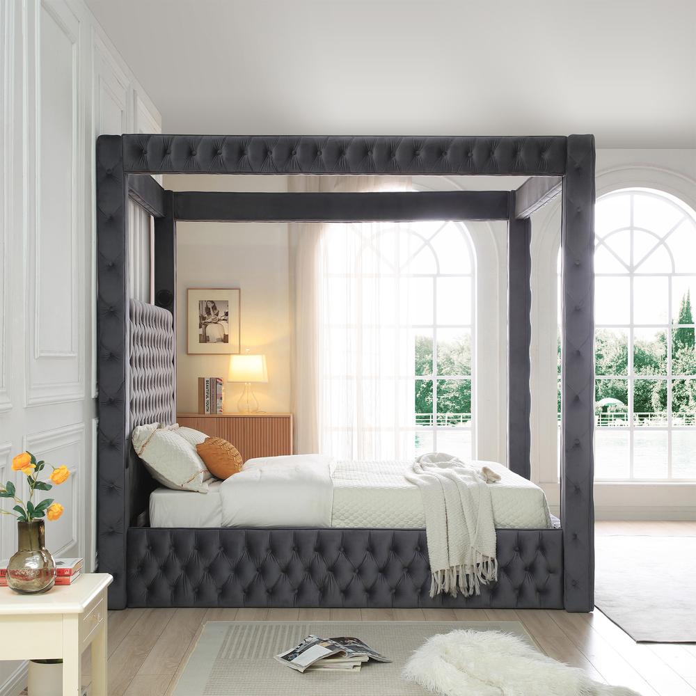 Dream Luxurious Velvet Canopy Bed with Speaker & USB Connection. Picture 2