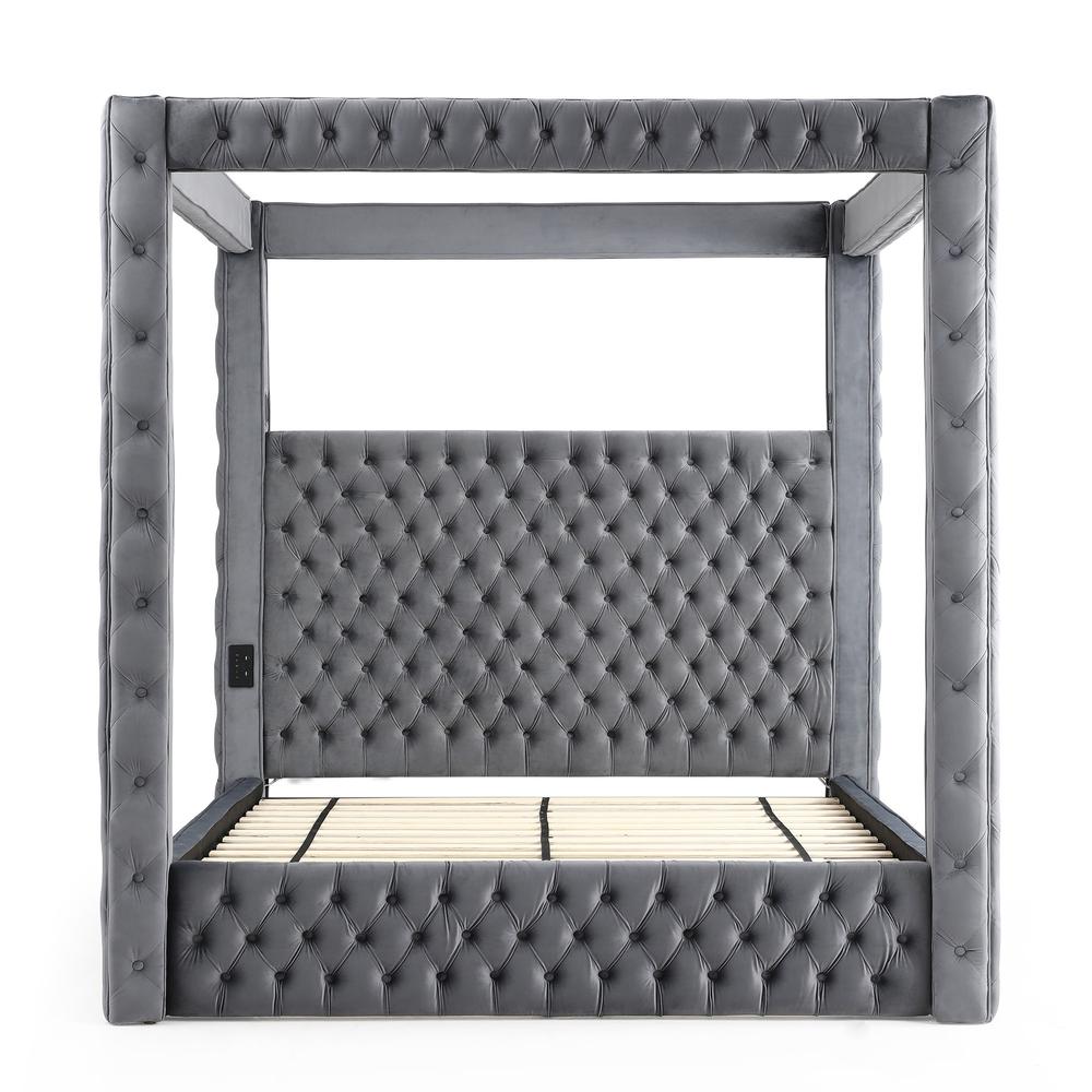 Dream Luxurious Velvet Canopy Bed with Speaker & USB Connection. Picture 6
