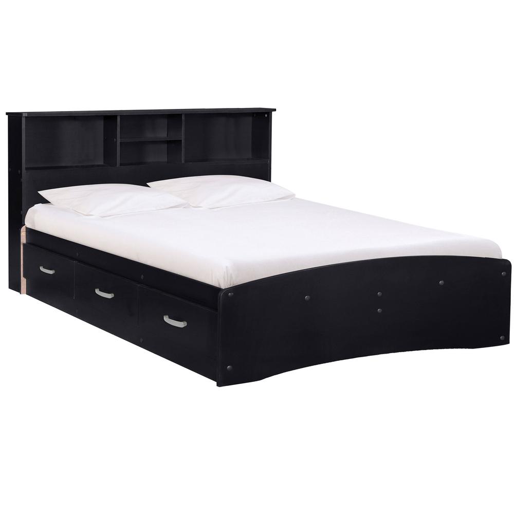Better Home Products California Wooden Full Captains Bed in Black. Picture 2