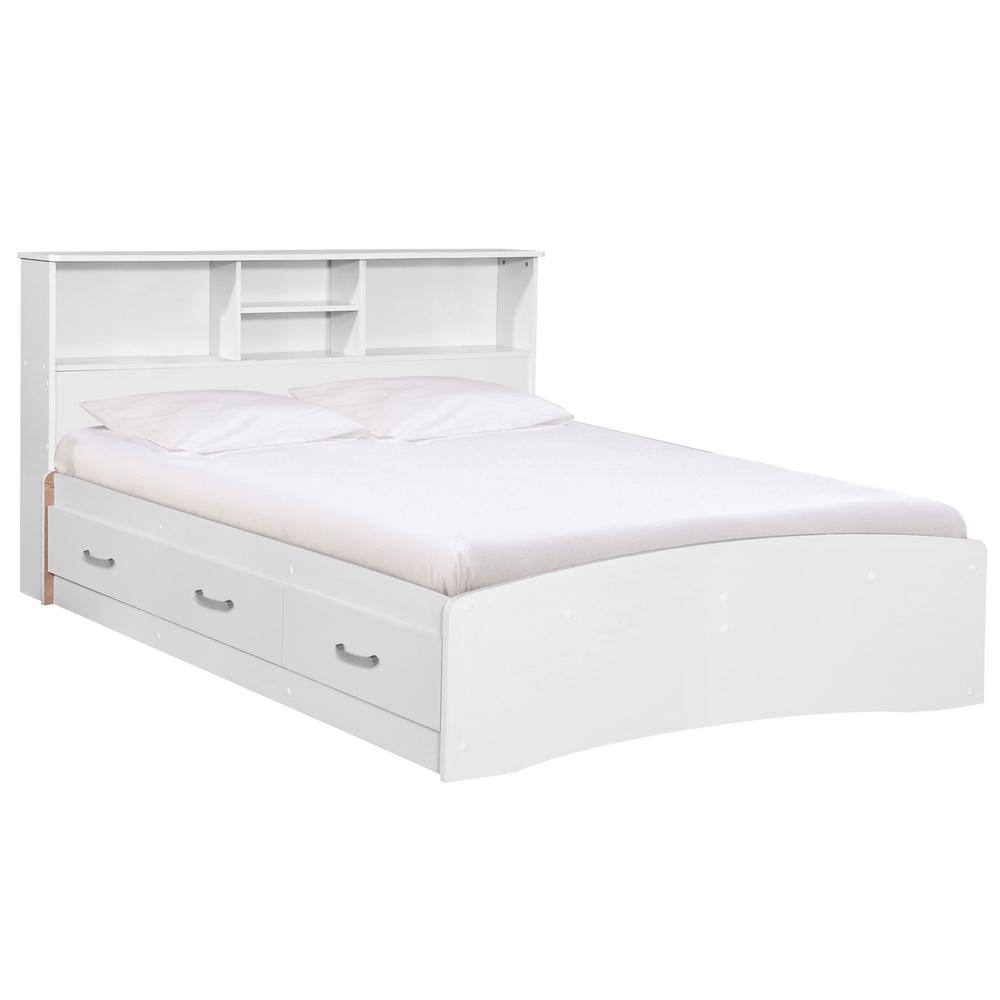 Better Home Products California Wooden Full Captains Bed in White. Picture 5