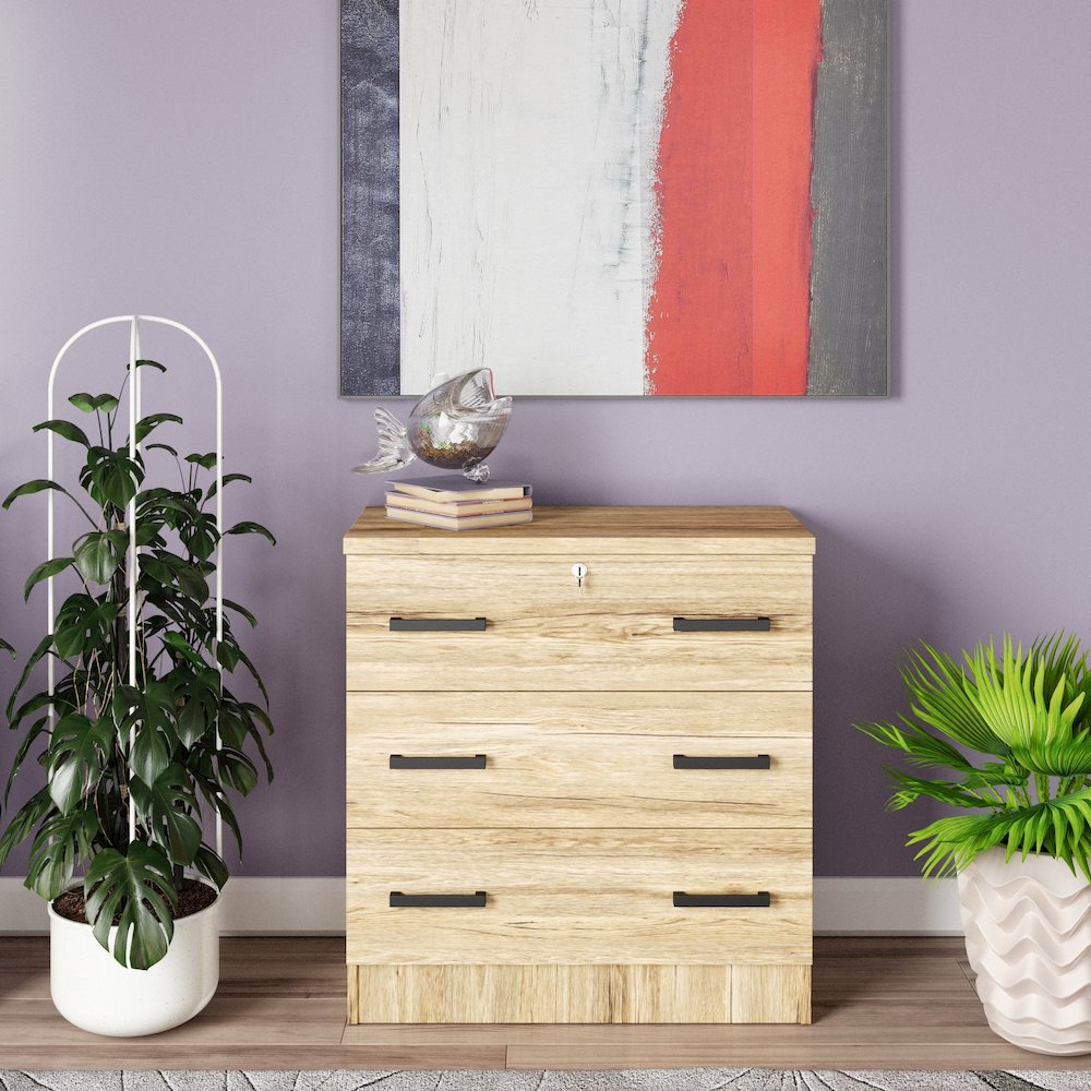 3 Drawers Chest  in Natural Oak Color. Picture 2