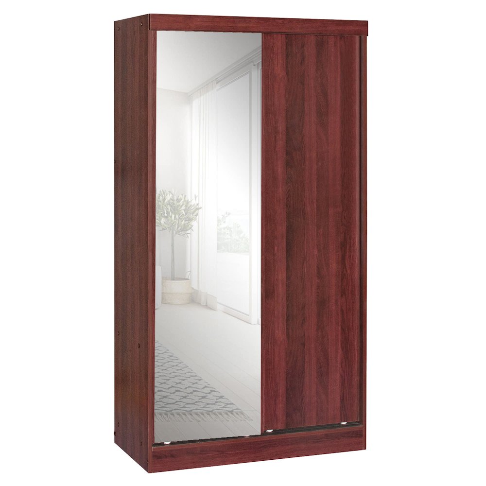 Mirror Wood Double Sliding Door Wardrobe. Picture 1