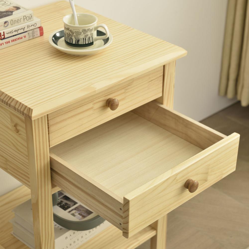 Better Home Products Solid Pine Wood 2 Drawer Nightstand in Natural. Picture 5