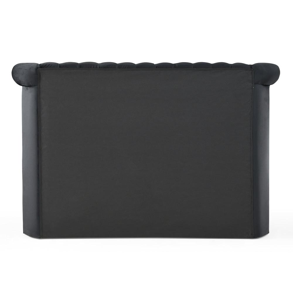 Better Home Products Elizabeth Upholstered Round Storage Queen Bed in Black. Picture 3