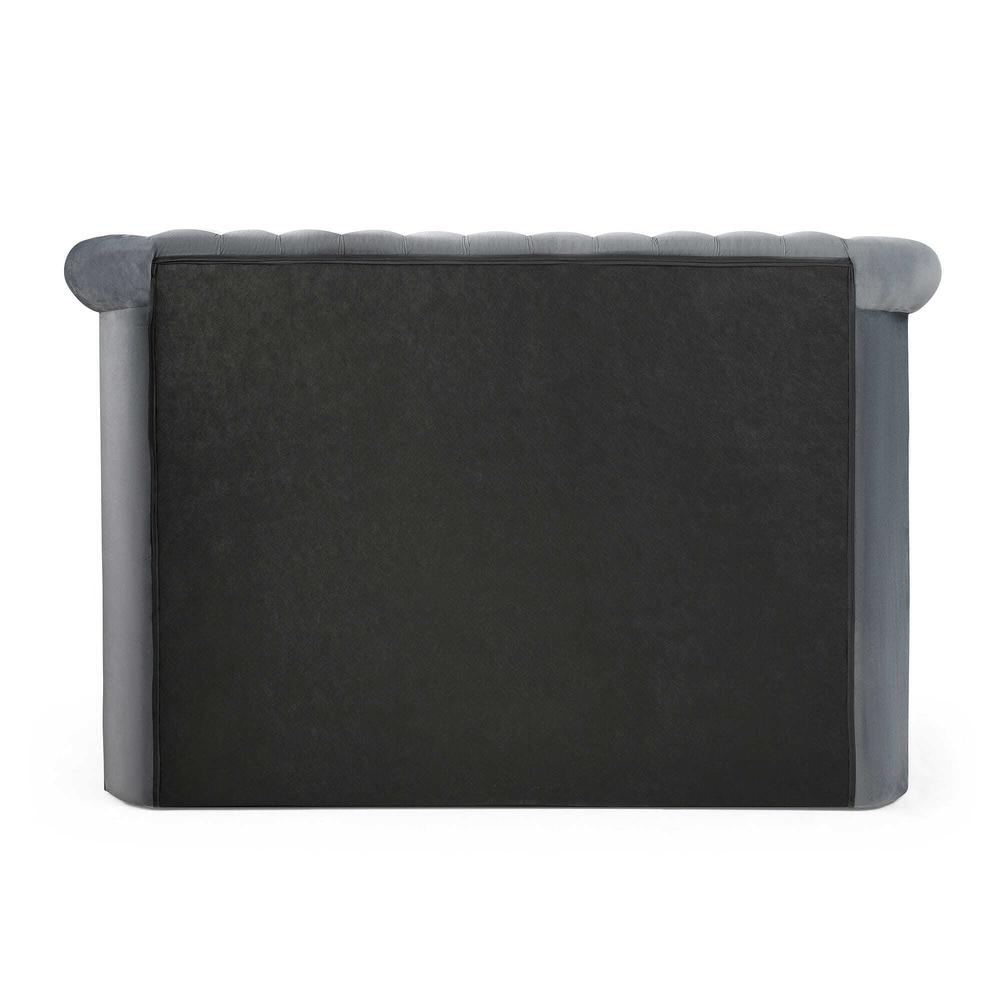 Better Home Products Elizabeth Upholstered Round Storage Queen Bed in Gray. Picture 5